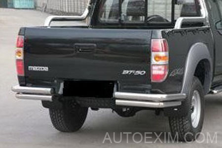 twin pipe rear bumper with side protector
